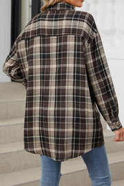 Oversize Plaid Shirt Brushed Long Sleeve Shirt