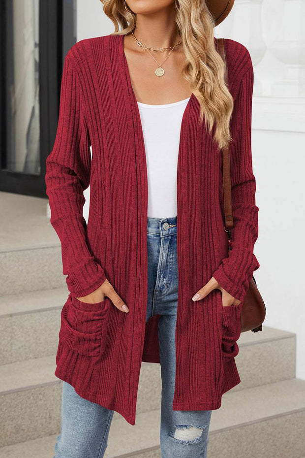 Solid Color Breasted Long Sleeve Cardigan Sweater