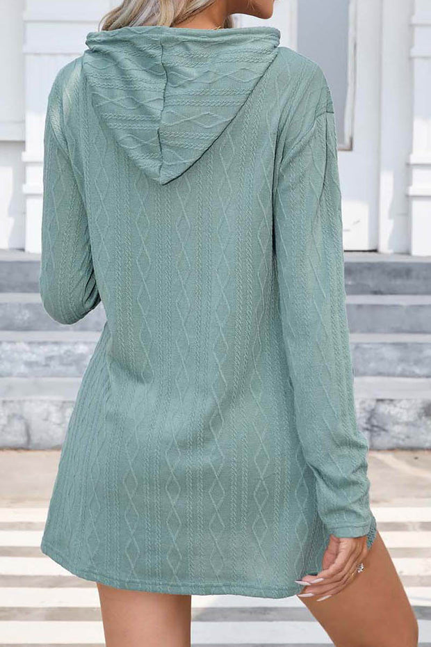 Knitted Long Sleeved Hoodie Dress