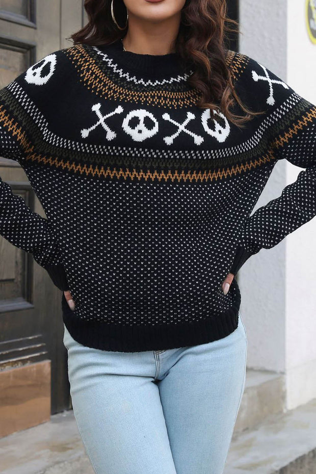 Halloween Ghost Retro Polka Dot Long Sleeve Knitted Sweater