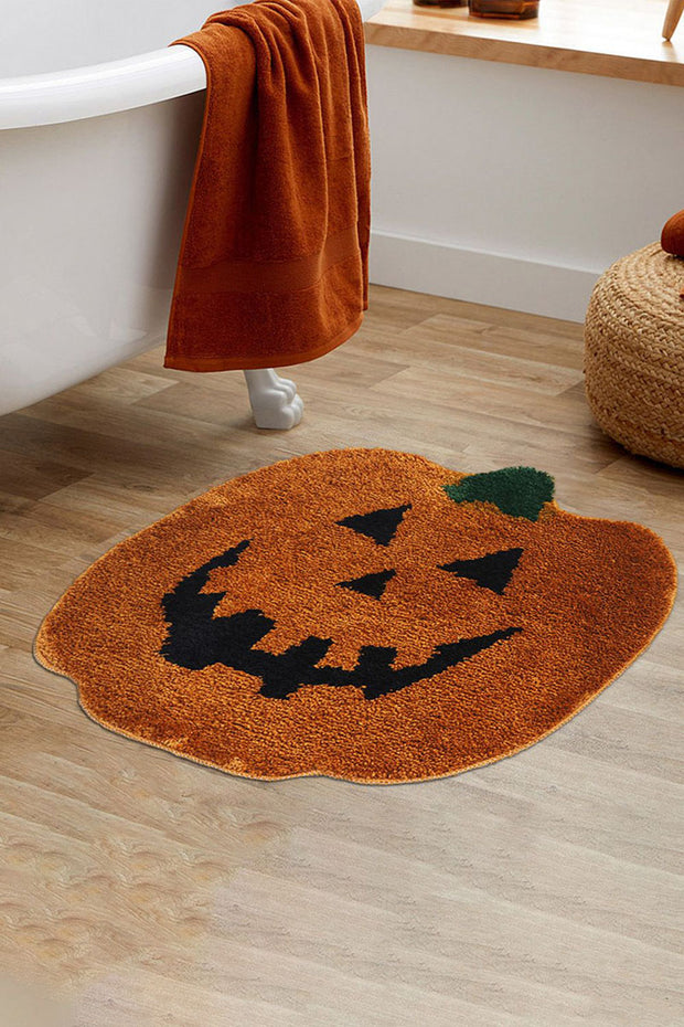 Halloween Pumpkin-Shaped Absorbent Bath Mat