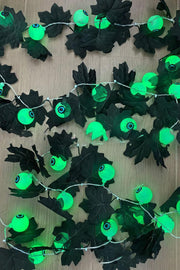 Halloween black maple leaf eyeball LED light string, ghost festival atmosphere decoration, luminous lantern