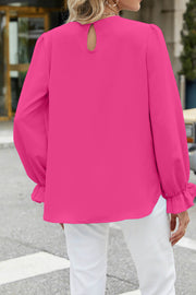 Solid Color Chiffon Round Neck Loose Long Sleeve Bottoming Shirt