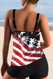 American Flag Criss-Cross Tankini Set