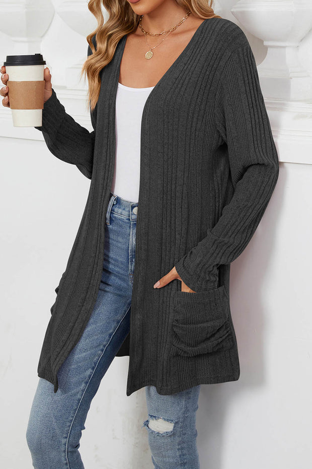 Solid Color Breasted Long Sleeve Cardigan Sweater