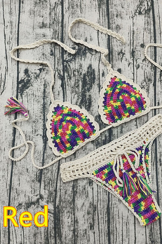 Handmade crochet triangle bag bikini sexy suit