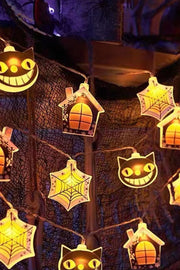 Halloween pumpkin, ghost, spider web, cat House-shaped LED light string luminous decorative lights