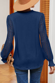 Lace V-neck Hollow Sleeve Long-sleeved Top