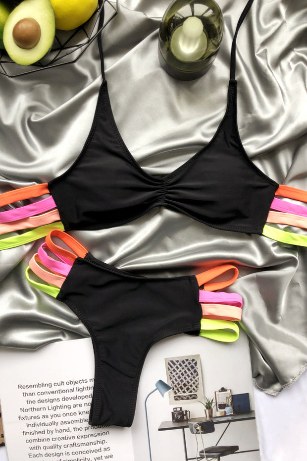 Colorful Straps Two Pieces Swimsuit