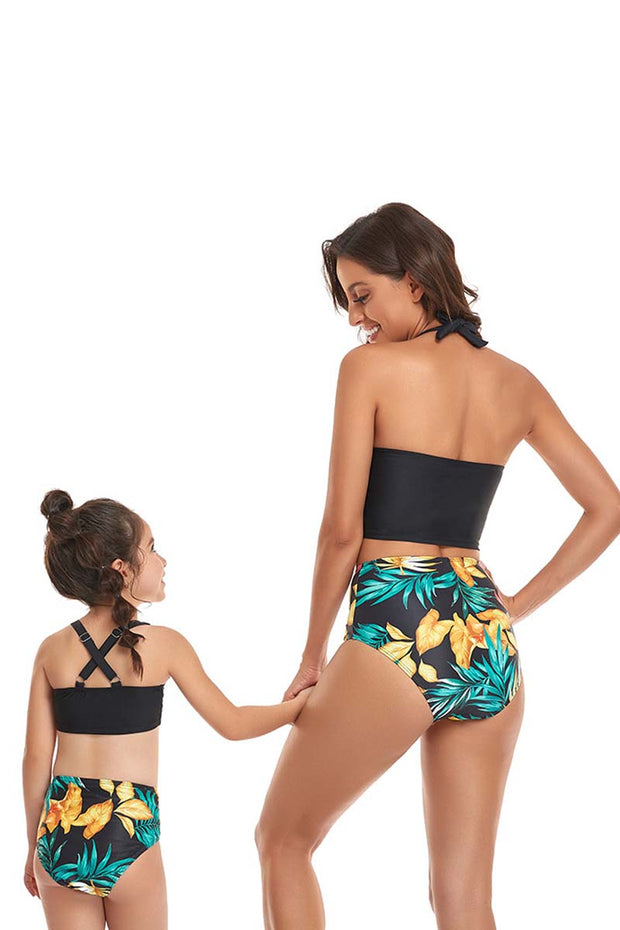 Drawstring Print Parent-child Two Pieces Swimsuit