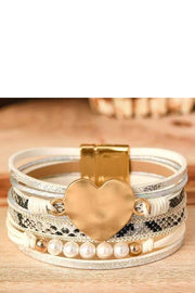 Valentine Heart Pearl Magnetic Buckle Bracelet