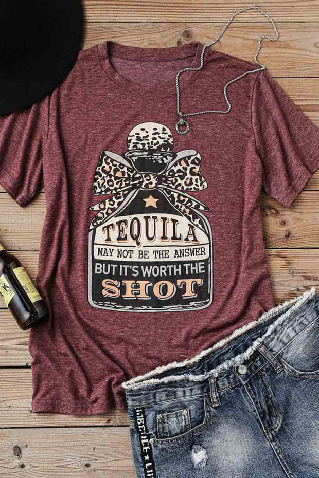 Leopard Star Tequila Worth The Shot T-Shirt Tee