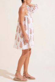 Romantic Asymmetrical Off The Shoulder Floral Mini Dress