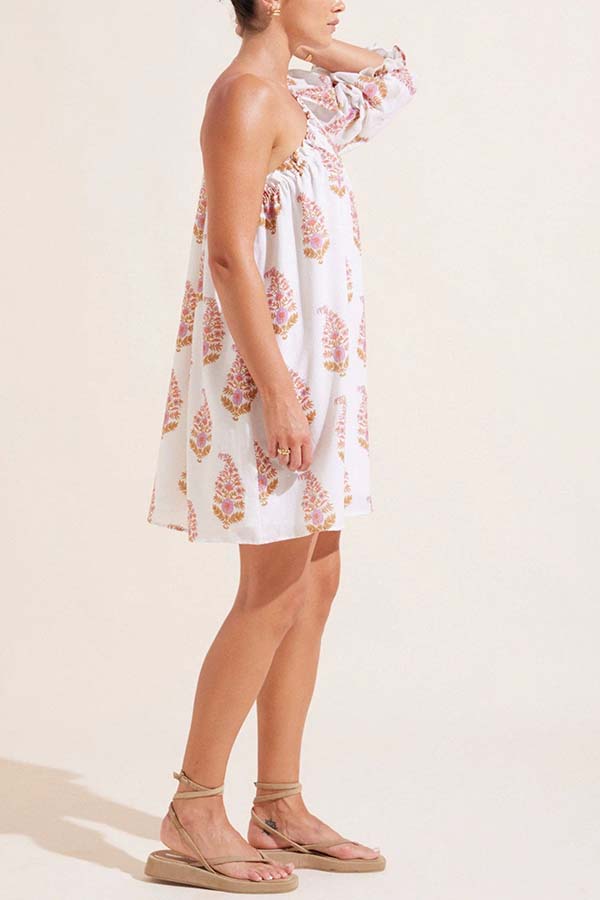 Romantic Asymmetrical Off The Shoulder Floral Mini Dress