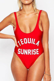 Tequila Sunrise - Slogan One-piece Swimsuit