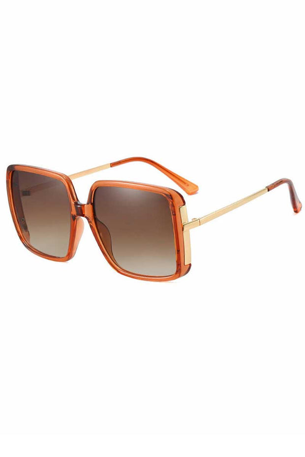 Gradient Metal Temple Square Frame Beach Sunglasses