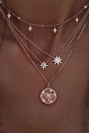 Layered Rhinestone Detail Pearl Star Design Necklace