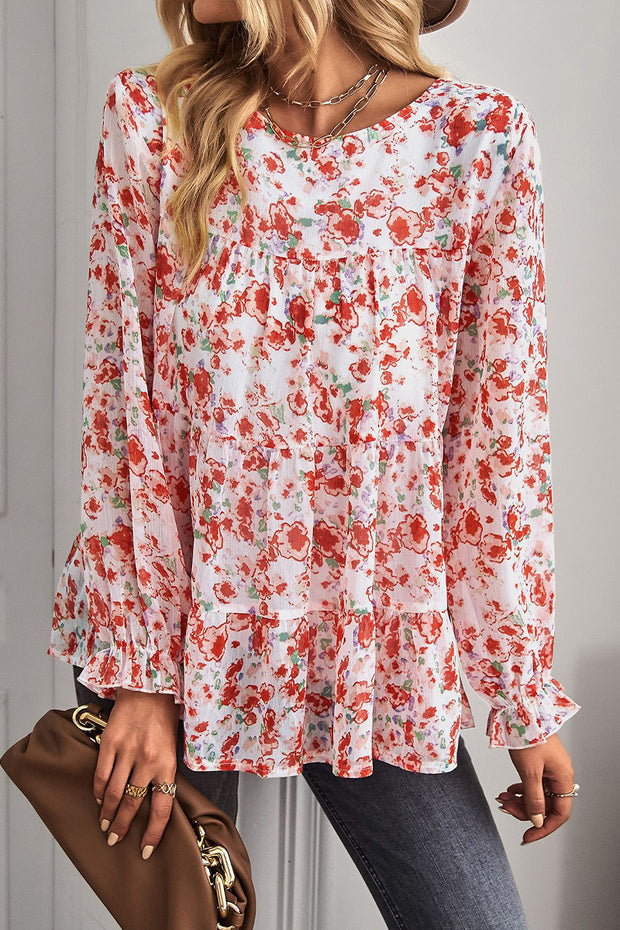 Round Neck Floral Loose Top