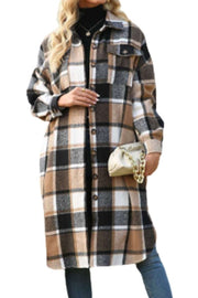 Long Flannel Plaid Trench Coat