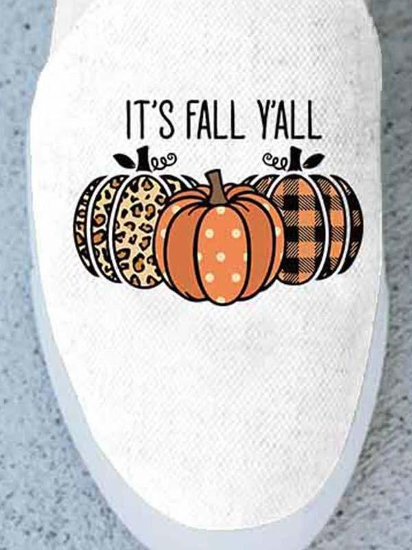 Halloween Pumpkin Print Slip On Canvas Sneakers