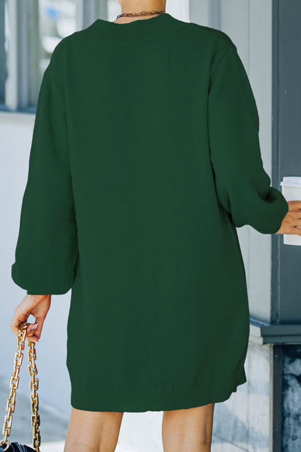 V-Neck Long Sleeve Medium Length Dress