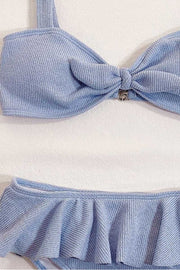 Solid Color Chest Bow Two Piece Swimwear