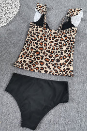 Leopard Print Brown Two pieces Swimsuit