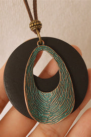 Wooden Water Drop Long Necklace Sweater Chain
