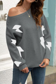 O Neck Lightning Print Sweater (3 Colors)