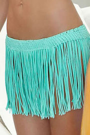 Stretch Fringed Ethnic Style Beach Bikini Short Skirt Bottoms
