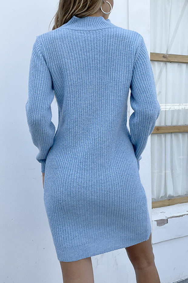Turtleneck Hollow Out Casual Long Sweater Dress
