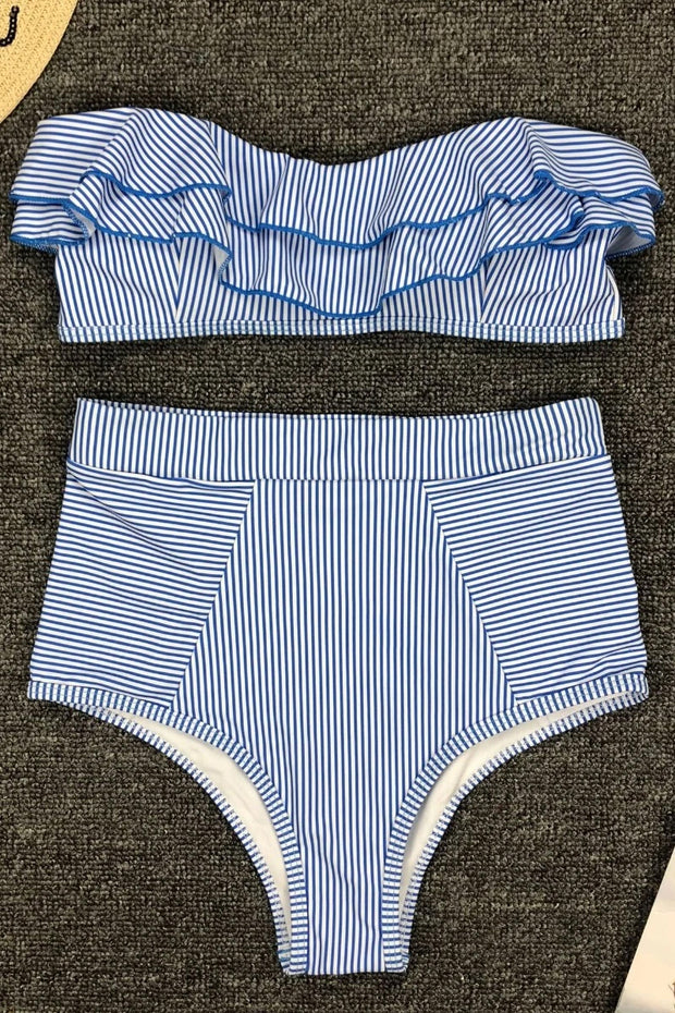 Striped Blue Two pieces Swimsuit