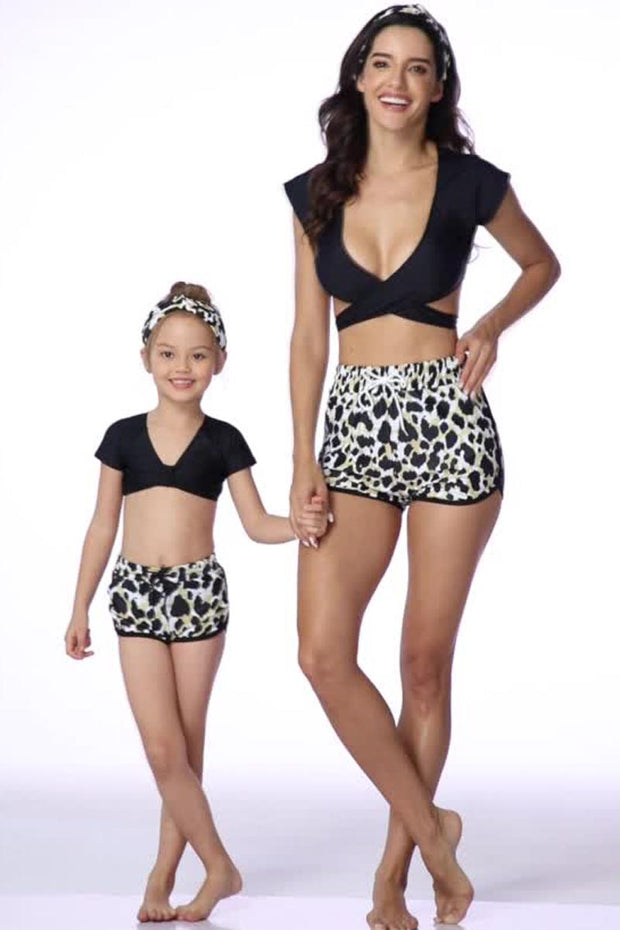 Leopard Print Parent-child Two Pieces Swimsuit