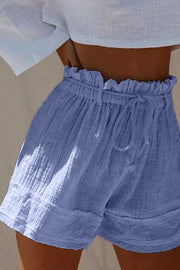 Casual Solid Split Joint Loose High Waist Wide Leg Shorts