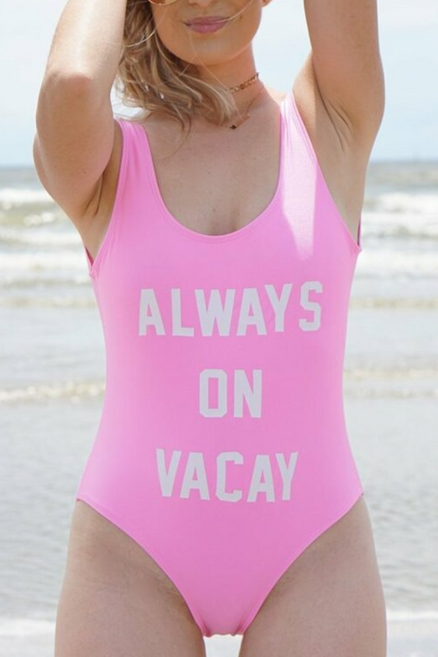 Always on Vacay - Slogan One-piece Swimsuit
