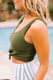 Printed Knot Two Pieces Army Green Swimsuit