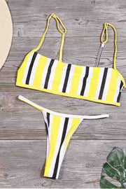 Striped Multicolor Two Pieces Swimsuit