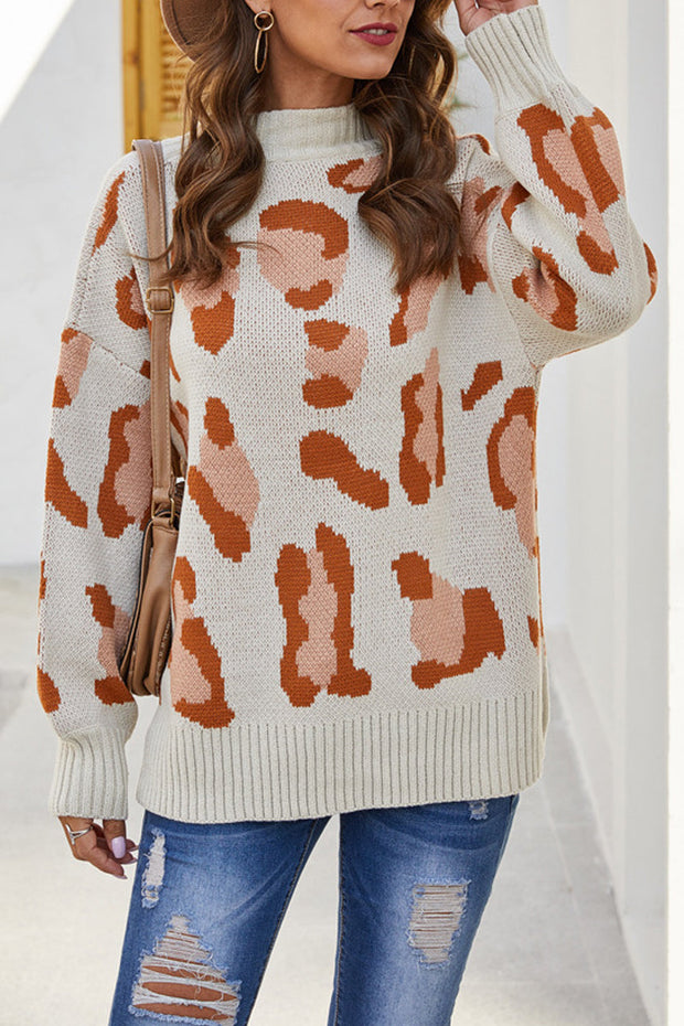 O Neck Leopard Print  Sweater(3 Colors)