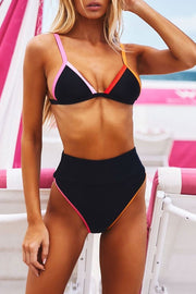 High-waisted Black Two Pieces Swimsuit