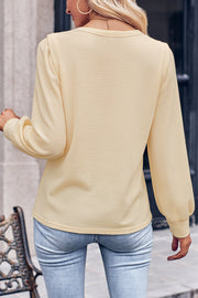 Round Neck Solid Color Knit Long Sleeve Top