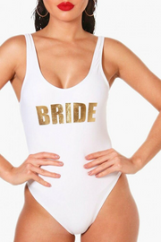Bride - Slogan One-piece Swimsuit