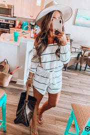 Off The Shoulder Striped Loose One-piece Romper