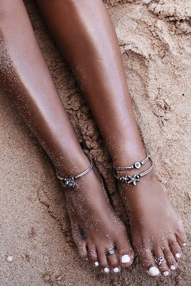 Vintage Starfish Beaded Layer Anklet