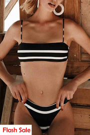 Striped Black Two pieces Swimsuit