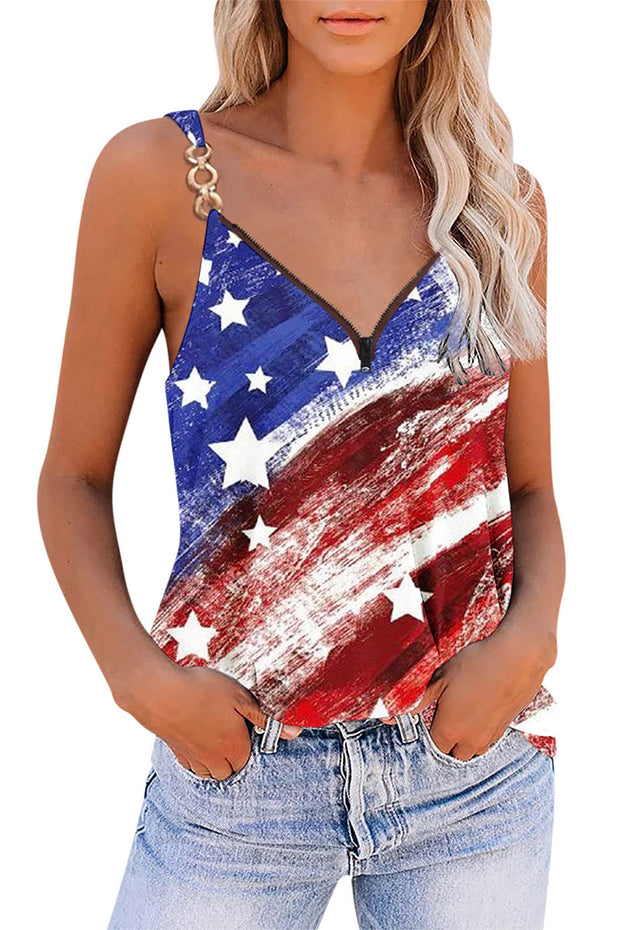 American Flag Print Casual Camisole