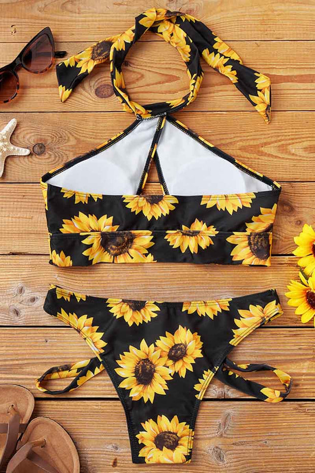 Sunflower Hollow Out Halter Two Piece Swimwear