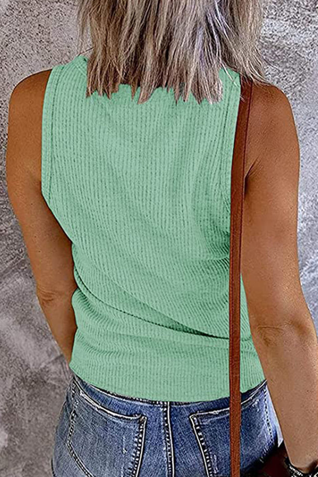 Solid Color V Neck Sleeveless Tank Top
