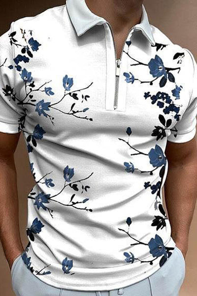 Men's Floral Print Slim Fit Polo Shirt