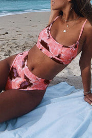 Tie-dye Pink Two Pieces Swimsuit