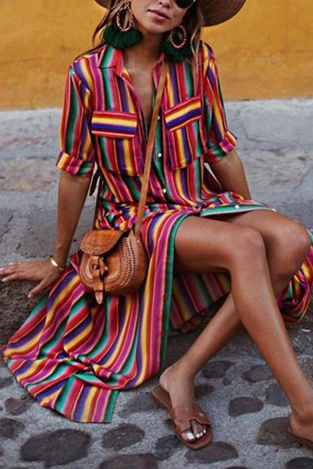 Multicolor Stripe Maxi Dress